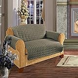 Elegance Linen Quilted Pet Dog Children Kids Furniture Protector Microfiber Slip Cover Sofa, Green