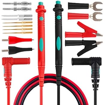Micsoa Multimeter Test Leads Kit, Digital Multimeter Leads with Alligator Clips Replaceable Multimeter Probes Tips Set of 16