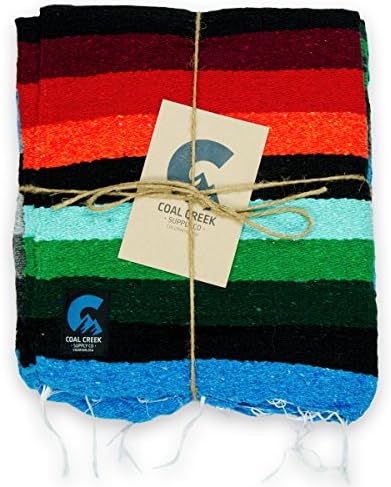 Coal Creek Supply Extra Thick Authentic Handwoven Mexican Diamond Blanket (Turquoise)