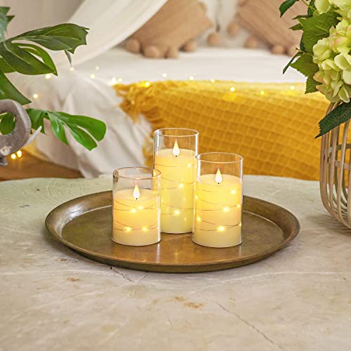 Homemory Flickering Flameless Candles with String Lights, Battery