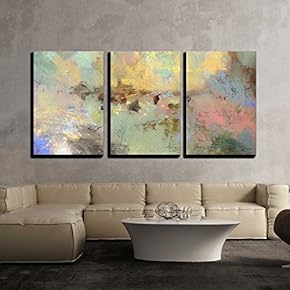 3 Piece Canvas Wall Art - Scratched Acrylic and Oil Paints Layers - Sgraffito - Modern Home Art Stretched and Framed Ready to Hang - 16"x24"x3 Panels