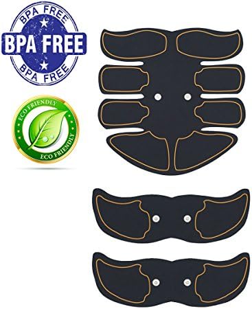 Gel Pads Replacement For Abs Stimulator Abdominal Toning Belt EMS ABS Toner Body Muscle Trainer Portable Unisex Fitness Training Gear for Abdomen/Arm Training Home Office Exercise Workout Equipment