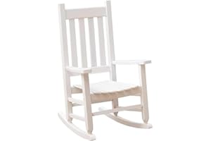 BplusZ Kid Rocking Chairs ChildToddler Small Baby Wooden Comfy Rocker Chairs Furniture for Nursery Bedroom Livingroom Outdoor Reading Room, Ages 6-10, White