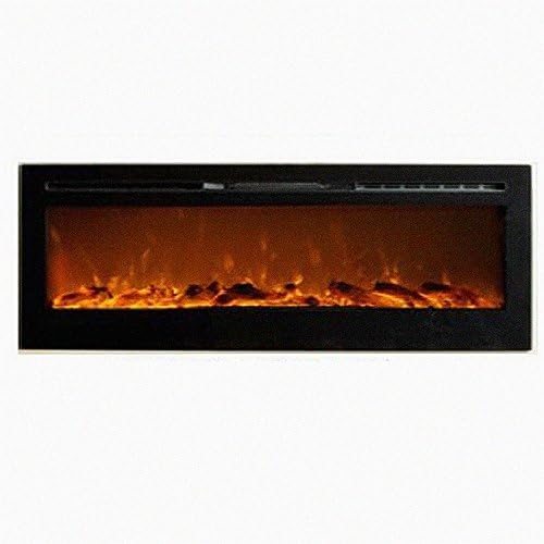 MCM3 72'' Wall Mounted/Build-in Electric/Smokeless Fireplace,Black,W72''XD5.5''XH21.5'',Fuel:Pebbles, Overheat Protection Device