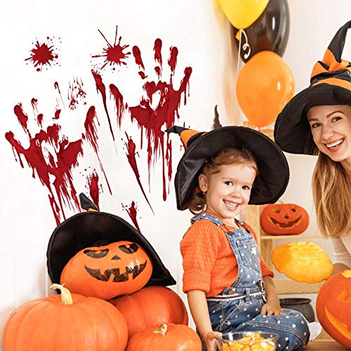 Bloody Footprints Floor Clings Bloody Handprint Decals Halloween Window Decals 86 pcs, Halloween Wall Stickers for Halloween Decals - Thumbnail 2