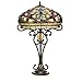 Serena d'italia Baroque Tiffany Style Table Lamps, Mosaic Stained Glass Lamp, Ornate Jeweled Zinc Metal Base, Double Pull Chain (Orange, Red, Green)