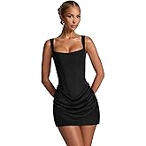 Satin Homecoming Dresses for Women 2026 Spaghetti Straps Ruched Corset Backless Cocktail Evening Dress