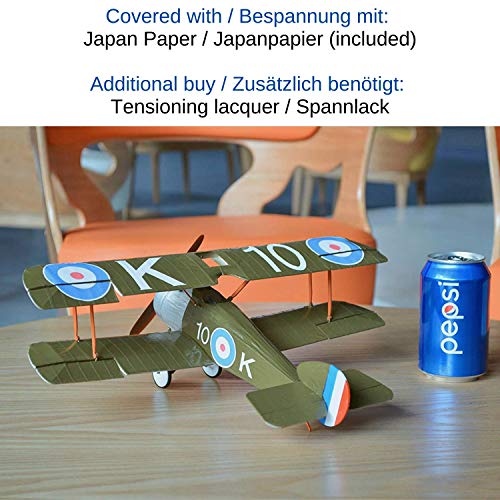 Sopwith Camel Slow Flyer KIT, 505 mm Spannweite, Maßstab 1/20, Modellflugzeug zum selber Bauen, Balsa Holz Bausatz, RC… – Bild 6