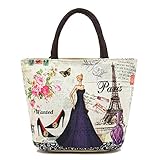 WongSinTong Women's Beautiful Printed Canvas Small Tote Bag Handbag