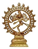 Nexplora Industries Natraj Brass Statue,Nataraja - King of Dancers Hindu God Shiva Dancing for Home Temple Mandir,Dancing God Shiva Natraj Ethnic Brass Statue Sculpture Ultimate gift Figurine Of Lord Natraj,Religious Idol Brass Statue,Valuable collectible, Handcrafted Home Decorative Great Gifts for Christmas feng shui gifts (8.7 Inch Gold Elegant),1.5 KG