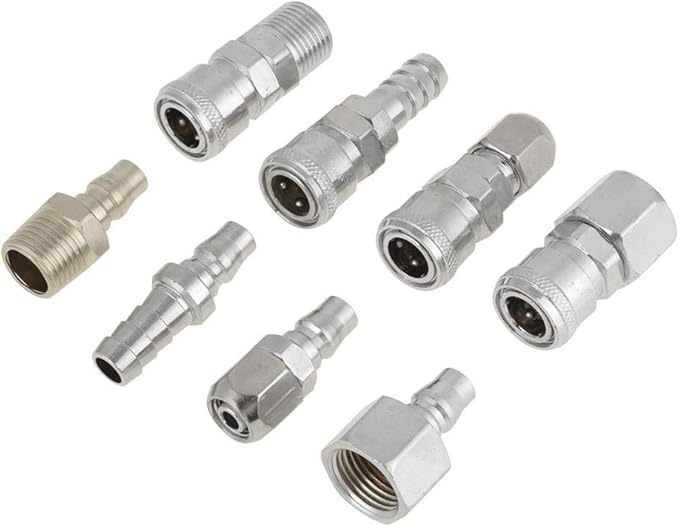 8PCS BSP 1/2" Pneumatic Air Coupler Plug and Socket Kit, Quick Connect