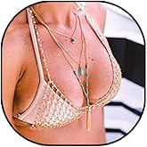 Coridy Boho Layered Necklaces Turquoise Teardrop Pendant Necklaces Gold Multilayered Chain Necklace Triple 3 Layered Choker Necklace Long Chain Necklace for Women Jewelry Gift
