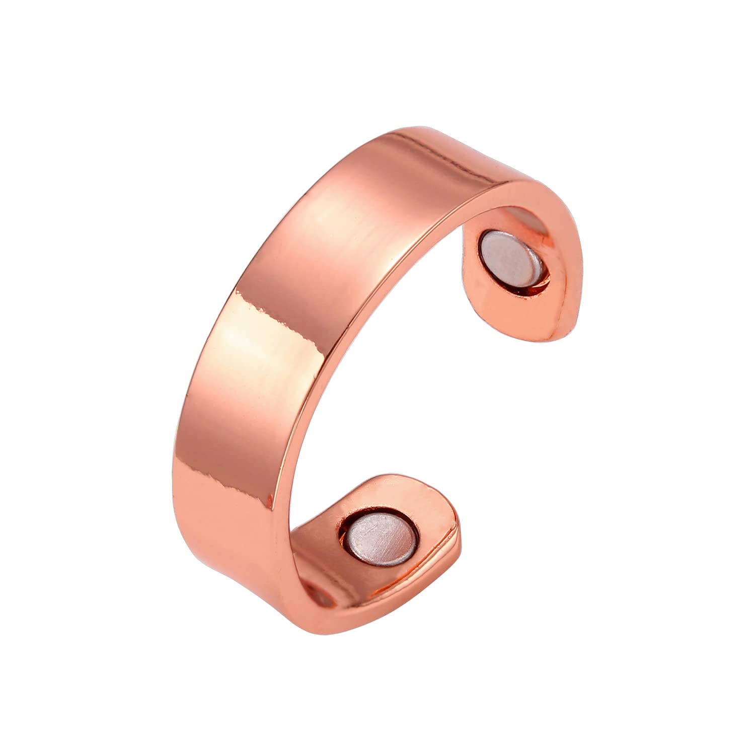 BioMag Magnetic Copper Rings for Women Men with 3500 Gauss Magnets 99.9% Solid Pure Copper,Adjustable Fingers Ring with Jewelry Box (Rosegold)