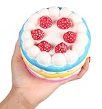 Anboor 4.33" Squishies Jumbo Slow Rising Kawaii Colorful Squishies Strawberry Cake Scented 1 Pcs