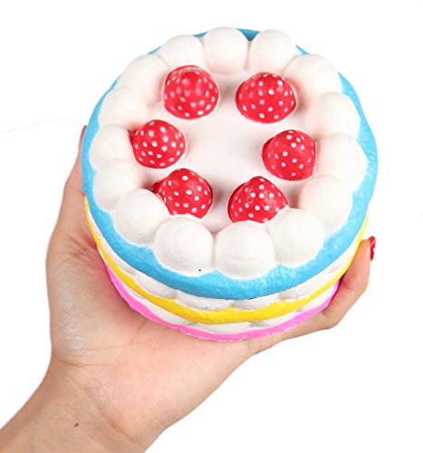 Anboor 4.33" Squishies Jumbo Slow Rising Kawaii Colorful Cream Round Squishies Cake Scented with Strawberry 1 Pcs Color Random
