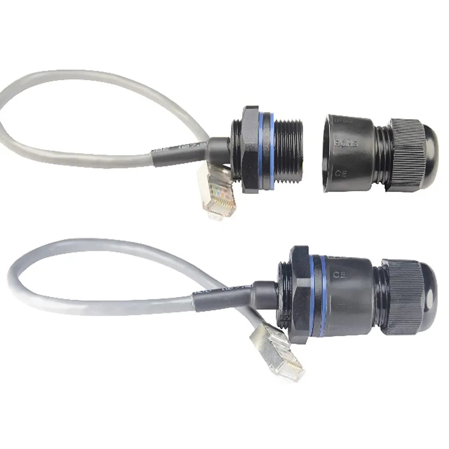 PENGLIN 2PCS Panel Mounting RJ45 Waterproof Connector M25 Cat5/5e Ethernet LAN Cable Coupler with Shield Cat5E Network Cable Outdoor LAN Coupler Adapter Male to Female