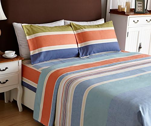 Bed Sheet Set 4-Piece๏ผBrushed Microfiber 1500 Bedding.Extra Deep Pocket๏ผ18In๏ผ, Fitted Sheet, Flat Sheet & 2 Pillowcase ,( Orange /Twin).