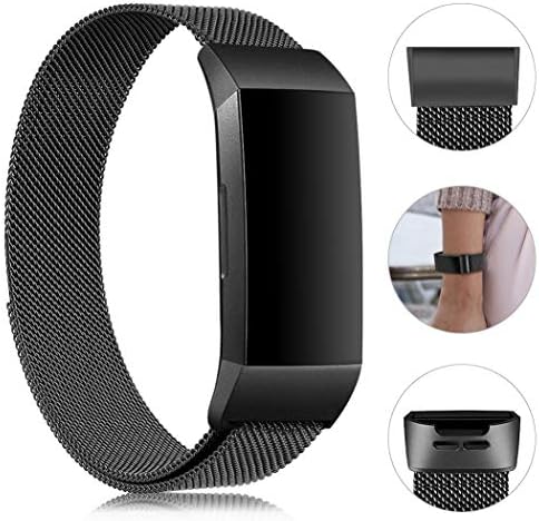Gogoings Replacement Strap Band Compatible with Fitbit Charge 3 - Metal Wristband for Men and Women Adjustable Accessory for Fitbit Charge3 (ONLY STRAP)