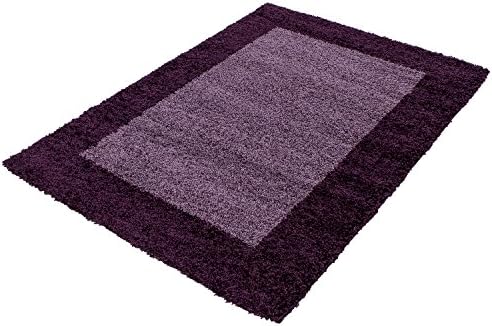 Shaggy carpets for living rooms, dining rooms or guest rooms with various colors such as black, brown, cream, green, red, mocha, purple, turquoise with 3 cm pile height and the carpets with OEKOTEX certified 1503, Size:80x250 cm, Color:Purple