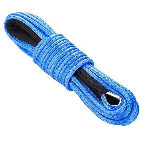 NELOMO 50'x3/16 Strong Durable Synthetic Winch Rope 5000-5500LBS Blue Fastness for ATV UTV KFI Vehicle Car Motorcycle (Blue, 3/16")