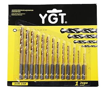 Generic 13PCS HSS High Speed Steel Titanium Coated Cordless Twist Drill Kit With 1/4" Hex Shank 1.5-6.5mm