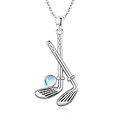 YYmqmq Baseball/Golf/Hockey/Tennis Necklace 925 Sterling Silver Moonstone Ball Sports Pendant Jewelry Graduation Gifts for Women Girlfriend Mom