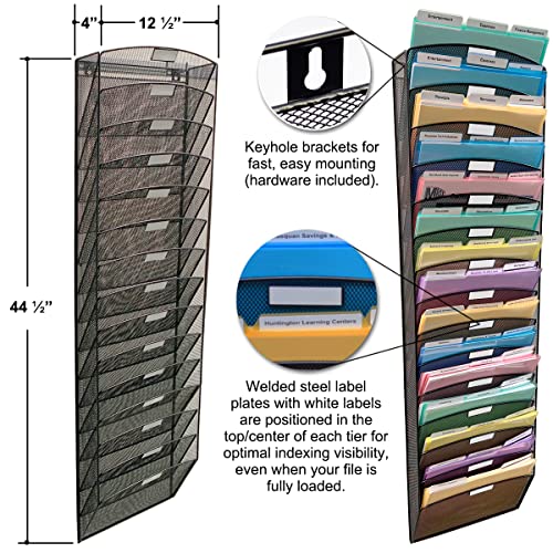Ultimate Office Mesh Wall File Organizer, 15 Tier Vertical Mount