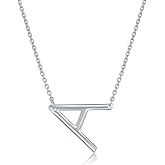 Sterling Silver Sideways Initial Necklace - Initial Necklaces for Women - Letter Necklace for Women - Initial Necklace - Letter Necklace - Initial Necklaces for Women Silver - Necklace Initials