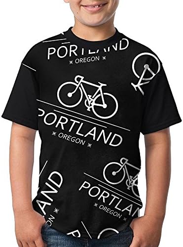 Portland-Bike Boy Youth 3D Printing Fashion Round Neck T Shirts Cute Short-Sleeve T-Shirts