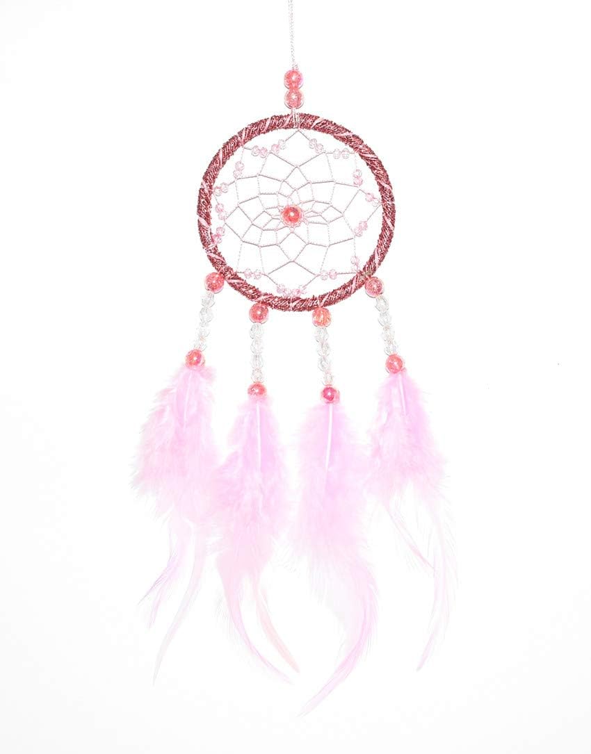 DrCor Pink Mini Dream Catcher for Cars Rearview Mirror Accessories for Women Small Pink Car Dream Catchers Charms Hanging Ornaments