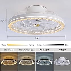 KINGTORO Modern White Ceiling Fans with Lights