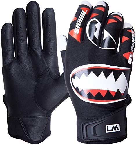 Loudmouth Baseball Batting Gloves (Black, Youth - X-Small)