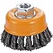 HOYIN Wire Cup Brush-Knotted Cup Brush for Grinders,5/8inch-11NC,0.020inch-by-3inch