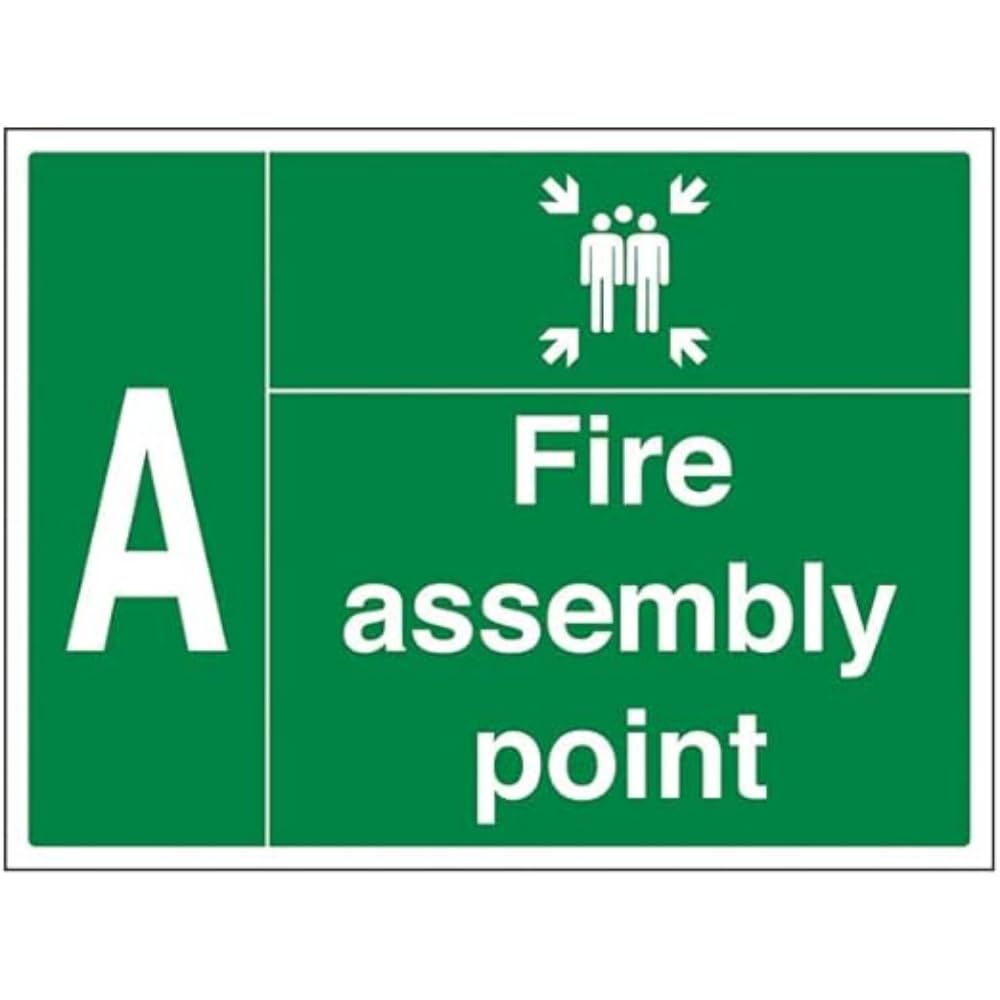 VSafety Fire Assembly Point with Family and Letter A - 800x600mm Class RA1 Reflective 3mm Aluminium Composite Safety Sign
