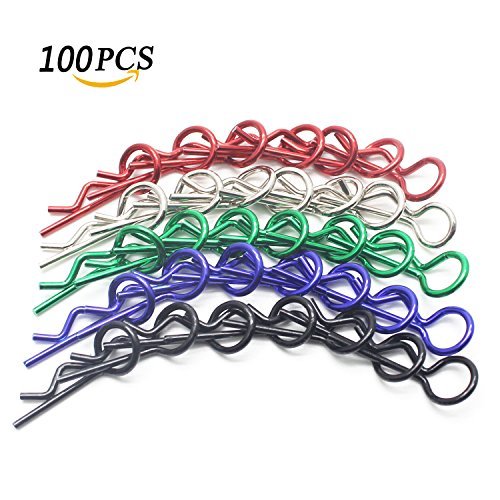 Hosim 100pcs RC Car Body Clip Pins, 5 Colors 1.2mm Universal 1/8th 1/10th Scale RC Model Car Truck Buggy Boat Crawler Short Course Shell Replacement for Redcat HSP Traxxas HPI Himoto RC Vehicle