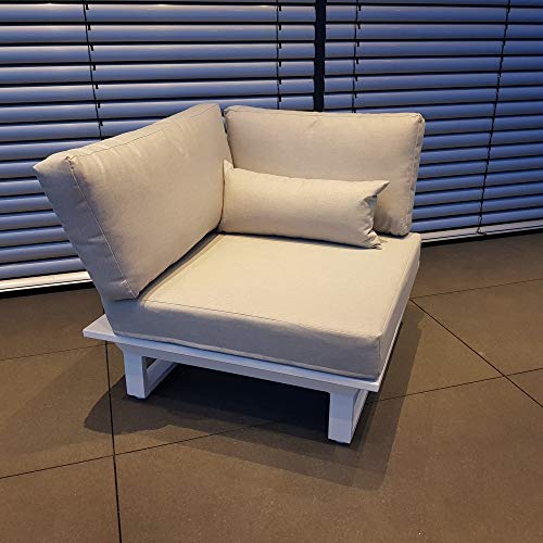 ICM Alu Gartenlounge Set Cannes Aluminium weiß Teak Gartenmöbel Loungegruppe Terrassenmöbel Outdoormöbel Loungeset Outdoorlounge Gartenmöbelset – Bild 6