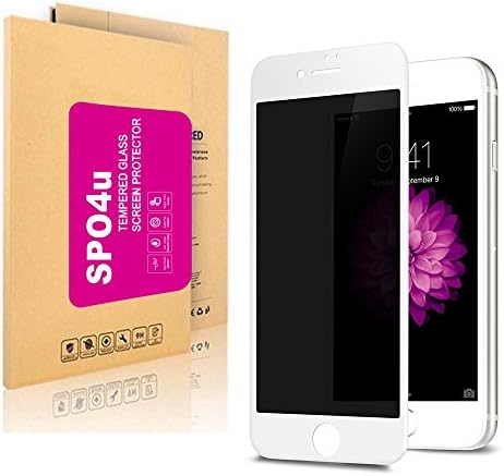 iPhone 7 Privacy Glass Screen Protector ,SPO4u Premium Privacy Anti-Spy Tempered Glass Screen Protector for iPhone 7 with 9H Hardness - Whie