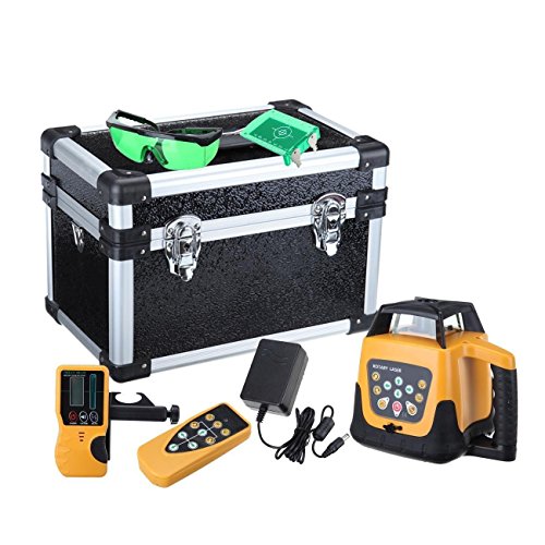 Iglobalbuy 360°Automatic Self-leveling Rotary Laser Level Green Beam 500M Range Electronic Self-leveling Rotating Laser Level Tool Kit with Remote Control