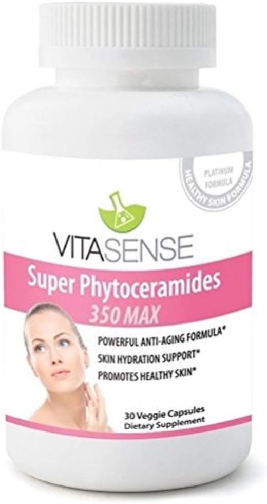 VitaSense Super Phytoceramides 350mg MAX - Skin Restoring, Anti-Ageing, Skin, Hair & Nails Ceramides with Vitamin Complex - 30 Capsules