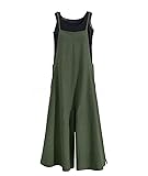 YESNO Women Casual Loose Long Bib Pants Wide Leg