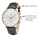 Men's Big Face Black Leather Watch,Quartz Waterproof Date Week Display Analog Wrist Watches (Brown)