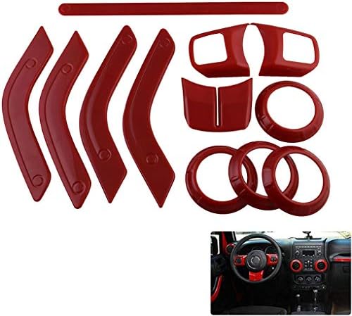 Ruiboury 12PCS/Set Replacement for Jeep Wrangler JK JKU 2011-2017 2 Door &4 Door ABS Interior Decoration Trim Cover Full Kit