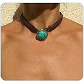 CSIYANJRY99 Boho Choker Necklaces for Women Vintage Western Turquoise Choker Necklace Bohemian Brown Suede Leather Choker Western jewelry