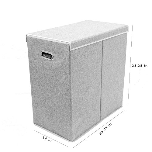 Double Laundry Hamper with Lid & Removable Liners Foldable and