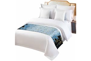 SABOLNY Marble Blue Bed Runner Scarf King Size,Luxury Bed Throw Runners & Scarves for Twin Full Queen King Foot of Bed,Bedroom Hotel Wedding Room Decoration,Abstract Contemporary Geometric Black Gold 94"x20"