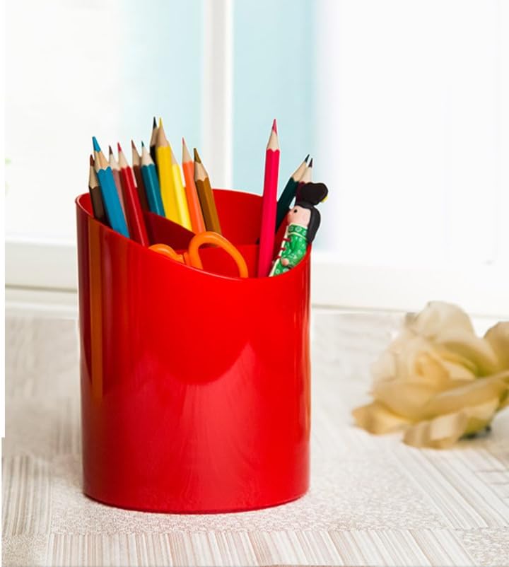 Plastic Round Pen Penholder Table Organizer-D 11x11x14cm(4x4x6)