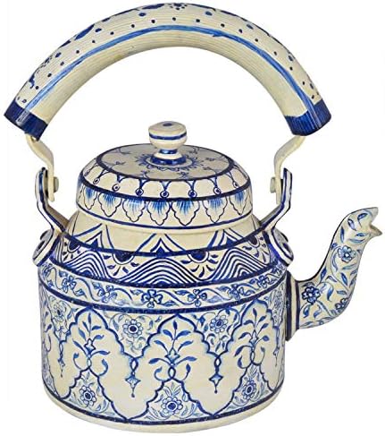 Mangalmurti Handicrafts Prastara Hand Painted Figurine Aluminium Decorative Tea Kettle Pot (1 L, 22 cm, Multicolour)