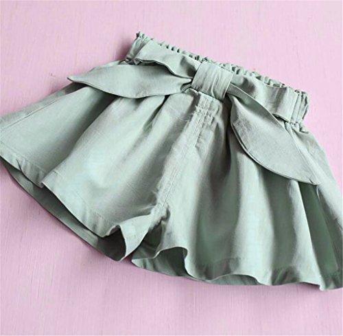 2Pcs Kid Baby Girl Summer Floral Embroidery Shirt Tops+Belt Pants Sets Outfit Size 18-24Month/Tag100 (Green) - Thumbnail 3