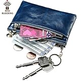 ON-SALE Itslife Triple Zipper Leather Mini Coin Purse Card Holder with Key Chain (Blue)