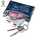 ON-SALE Itslife Triple Zipper Leather Mini Coin Purse Card Holder with Key Chain (Blue)